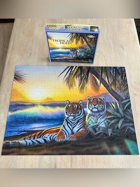 RARE White Mountain Puzzle Tropical Tigers by Chris Hiett 1,000 pieces #4035
